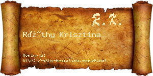 Réthy Krisztina névjegykártya